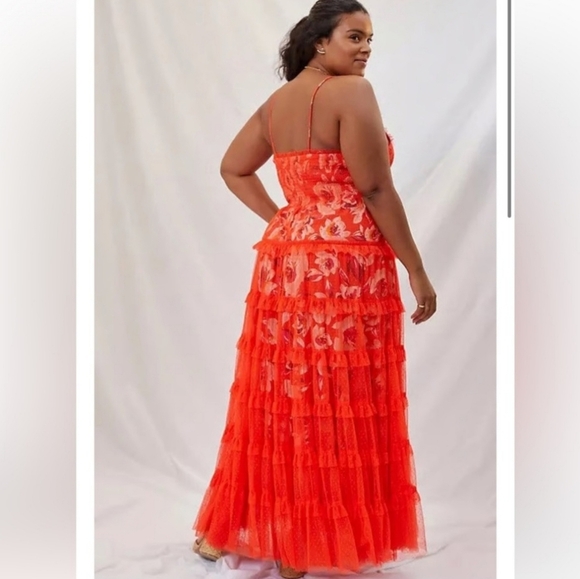 ANTHROPOLOGY NWT, TIERED TULE MAXI DRESS - Picture 2 of 6